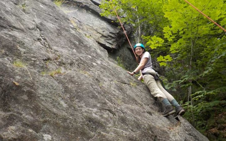 girls rock climbing